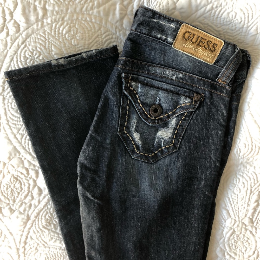Guess Dark Wash Distressed Jeans - Picture 5 of 8